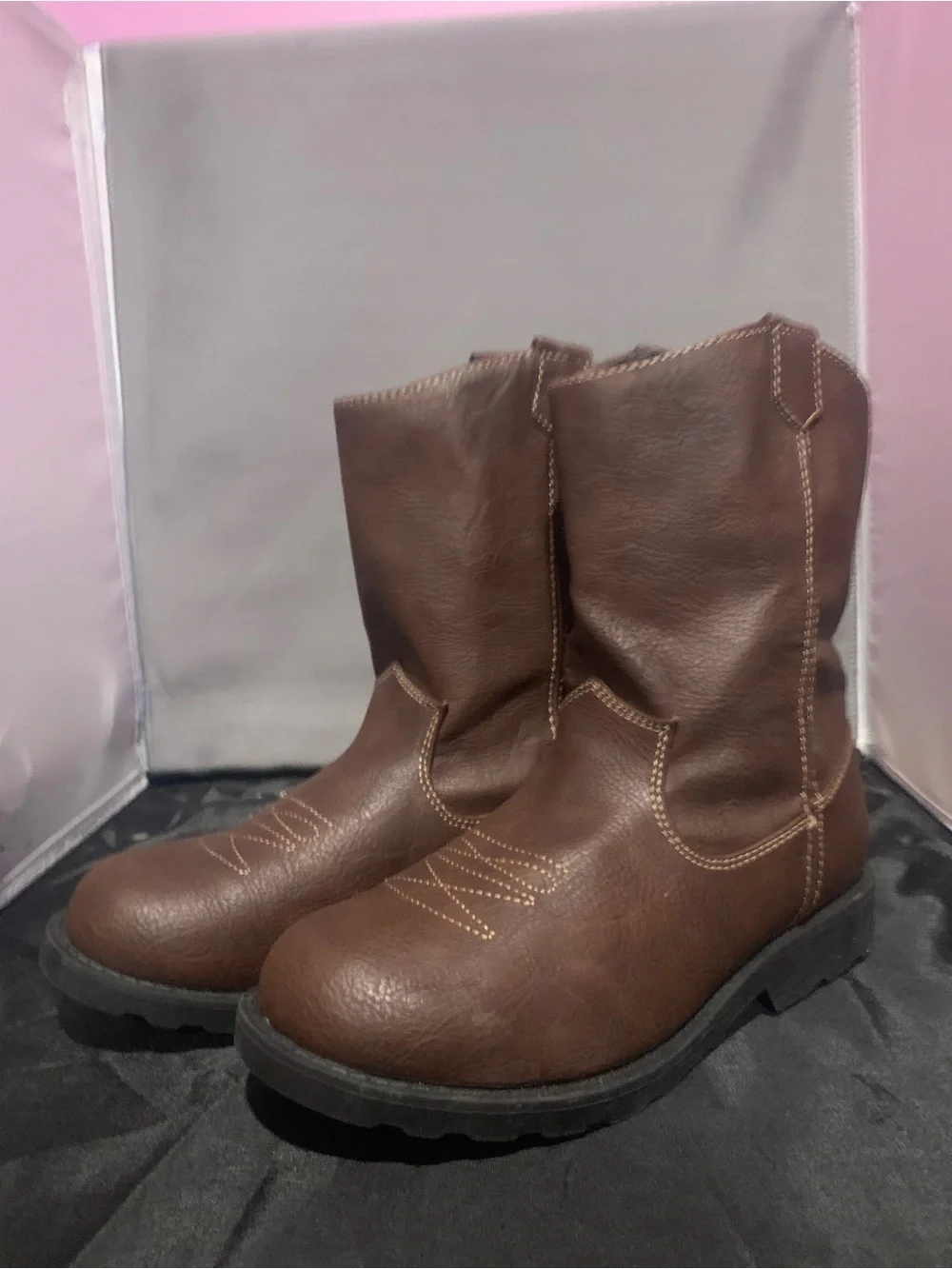 Faded Glory Brown Kids Western Pull-On Boots